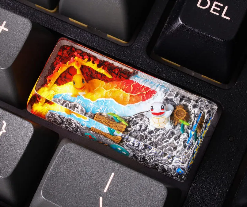 Charmander & Squirtle Pokémon Backspace Keycap