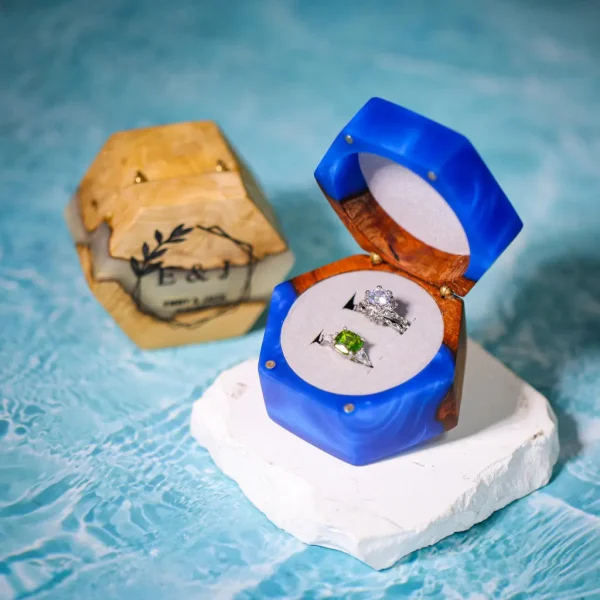 Custom Hexagon Double Ring Box