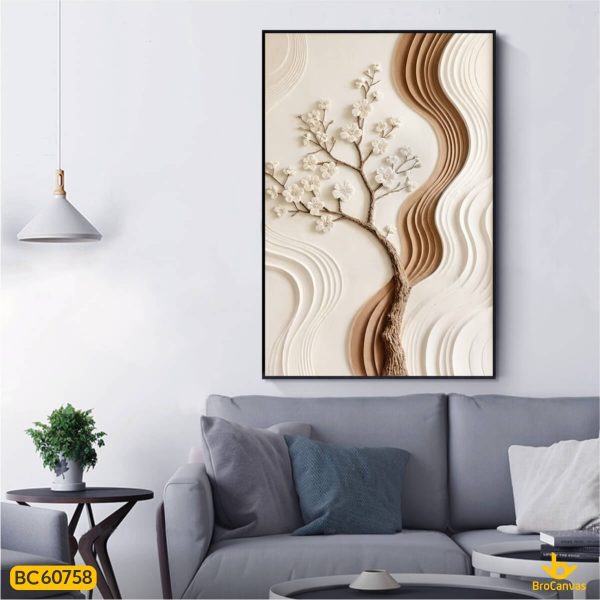Tranh Canvas Trừu Tượng Cành Cây Nở Hoa