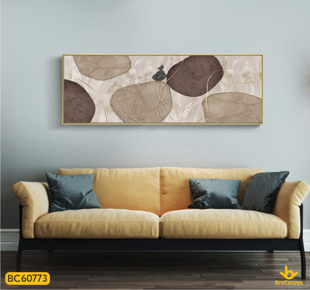 Tranh Canvas Trừu Tượng Nền Nâu Be Nghệ Thuật