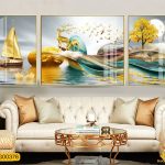 Tranh Tráng Gương Thuận Buồm Xuôi Gió Phong Thủy Hươu Nai 3D Đẹp